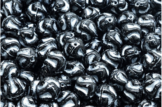 Yarn Ball, Black Silver Lined (23980-54301), Glass, Czech Republic