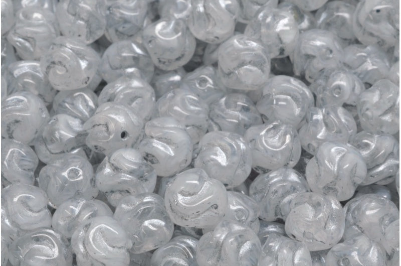 Yarn Ball, White Silver Lined (R0201-54301), Glass, Czech Republic