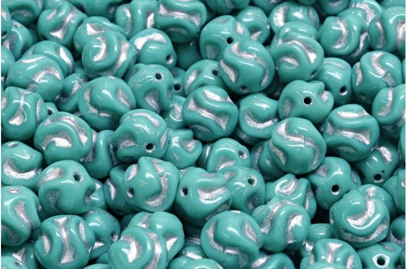 毛糸玉、ターコイズシルバーライン（63130-54301）、ガラス、チェコ共和国