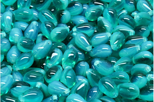 Drop Beads, Opal Aqua Transparent Aqua (61100-60230), Glass, Czech Republic