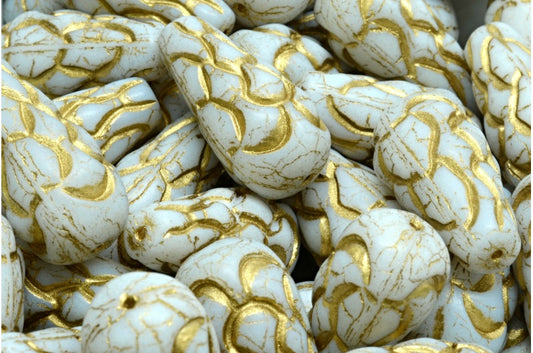 Tannenzapfenperlen, mit Weißgold gefüttert (02010-54302), Glas, Tschechische Republik