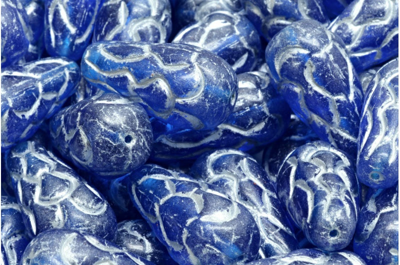 Pinecone Beads, Transparent Aqua Silver Lined (60310-54301), Glass, Czech Republic