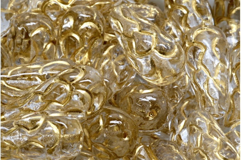 Pinecone Beads, Crystal Fp Gold Lined (00030-FP-54202), Glass, Czech R ...