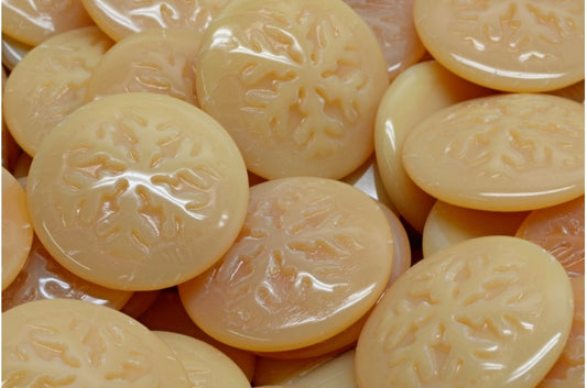 Snowflake Cabochon Beads, Beige (11111), Glass, Czech Republic