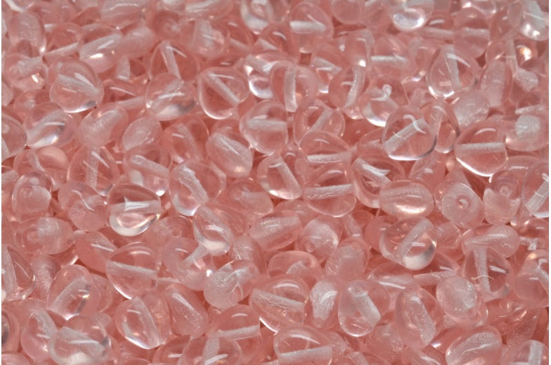 Heart Beads, Transparent Pink (70120), Glass, Czech Republic