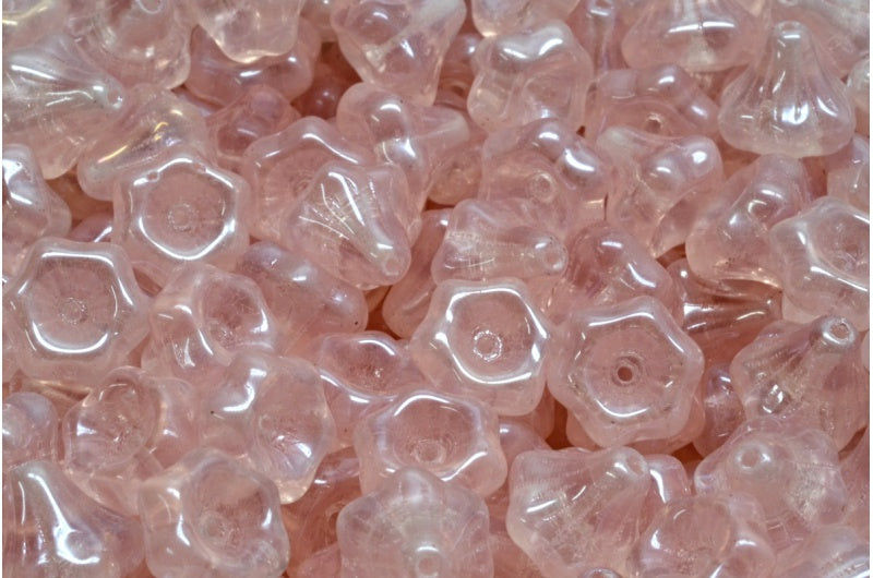 フラワーベルビーズ、透明ピンク 21402 (70110-21402)、ガラス、チェコ共和国