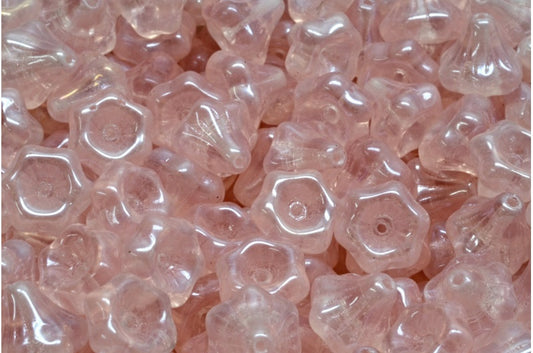フラワーベルビーズ、透明ピンク 21402 (70110-21402)、ガラス、チェコ共和国