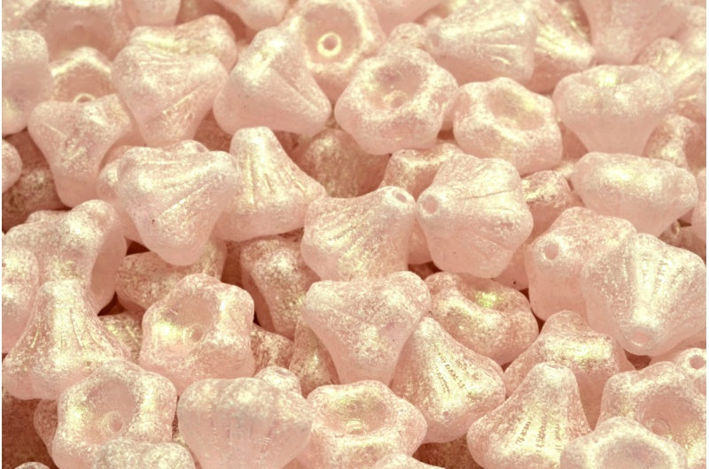 Flower Bell Beads, Transparent Pink 79303 (70110-79303), Glass, Czech Republic