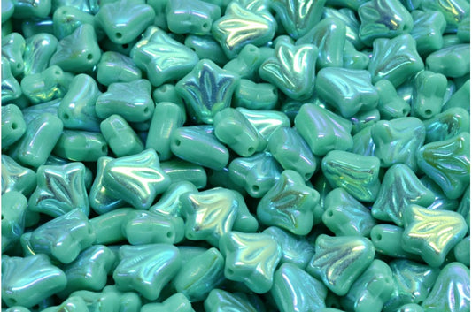 Lily Flower Beads, Turquoise Ab Full (2X Side) (63130-28703), Glass, Czech Republic