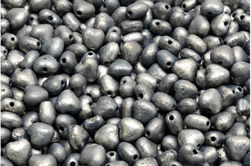 ハートビーズ、ブラックエッチング 27403 (23980-etch-27403)、ガラス、チェコ共和国