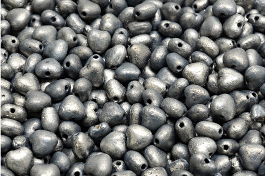 ハートビーズ、ブラックエッチング 27403 (23980-etch-27403)、ガラス、チェコ共和国