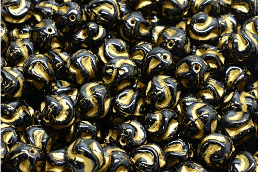 Yarn Ball, Black Gold Lined (23980-54302), Glass, Czech Republic
