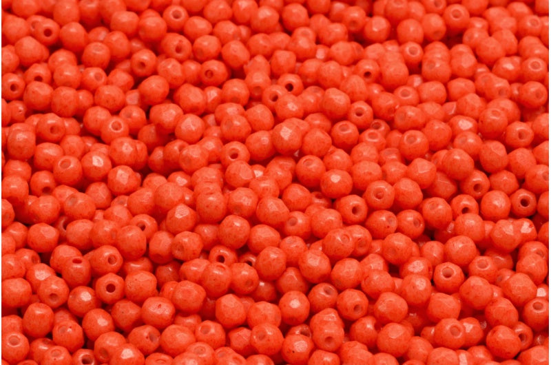 ファセット加工ビーズ ラウンド、チョークホワイト 35276 (03000-35276)、ボヘミアクリスタルガラス、チェコ共和国