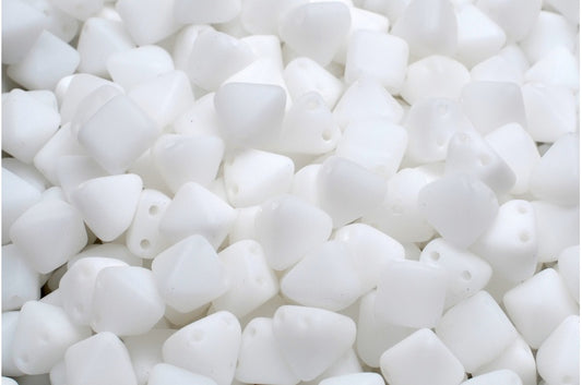 Pyramid Stud Beads, White Matte (02010-84100), Glass, Czech Republic