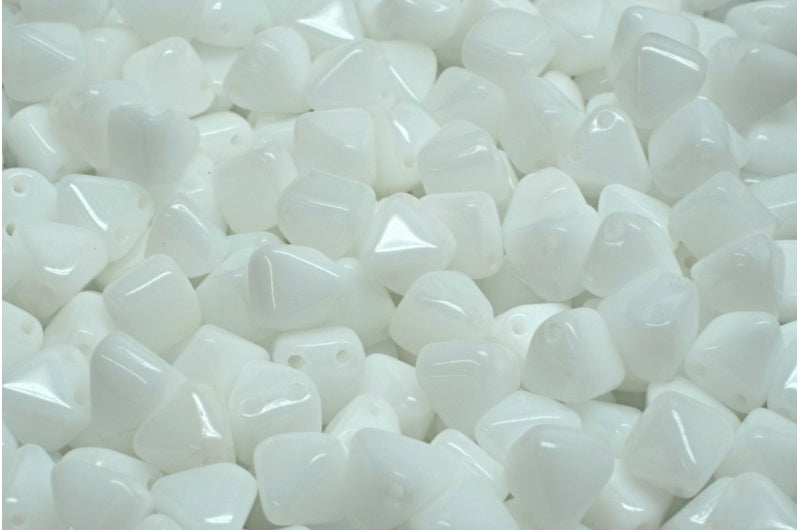 Pyramid Stud Beads, White (02010), Glass, Czech Republic
