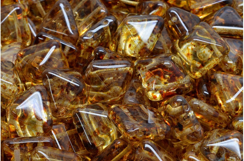 Pyramid Stud Beads, Crystal Travertin (00030-86800), Glass, Czech Republic