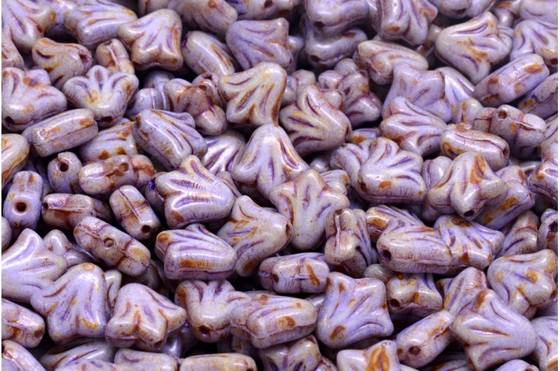 ユリの花ビーズ、ホワイト 65328 (02010-65328)、ガラス、チェコ共和国