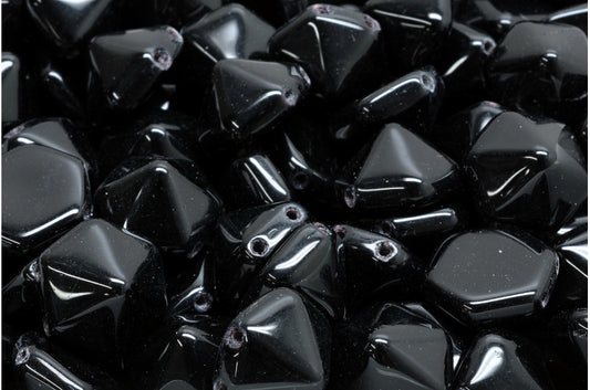2 孔六角金字塔珠，黑色 (23980)，玻璃，捷克共和国