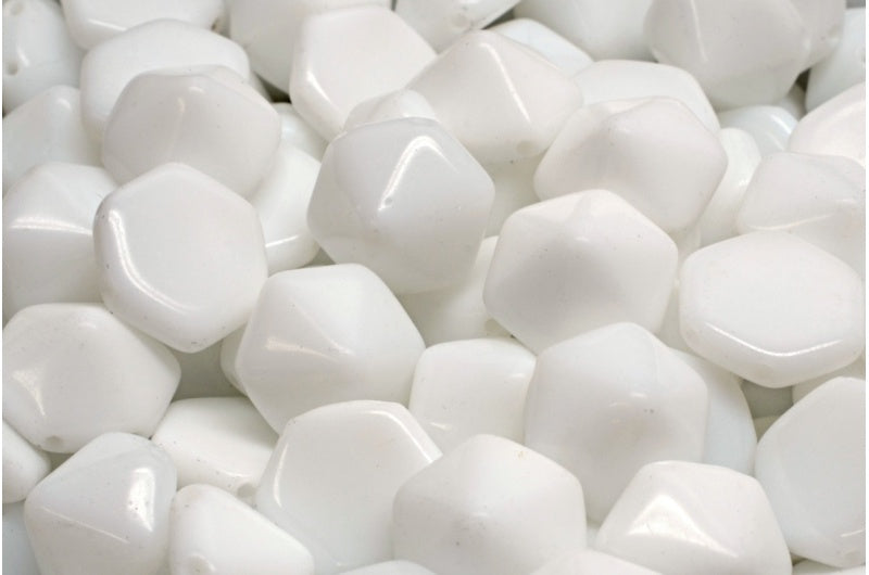 2穴六角形ピラミッドビーズ、ホワイト（02010）、ガラス、チェコ共和国