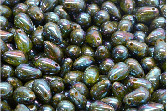 ドロップビーズ、イエロークリスタルネビュラ（83120-00030-15001）、ガラス、チェコ共和国