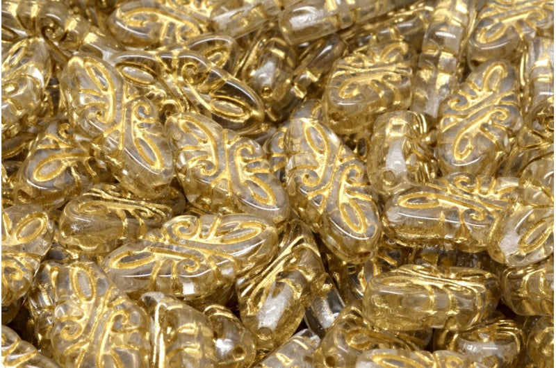 蔓藤花纹珠子，水晶金色内衬 (00030-54202)，玻璃，捷克共和国