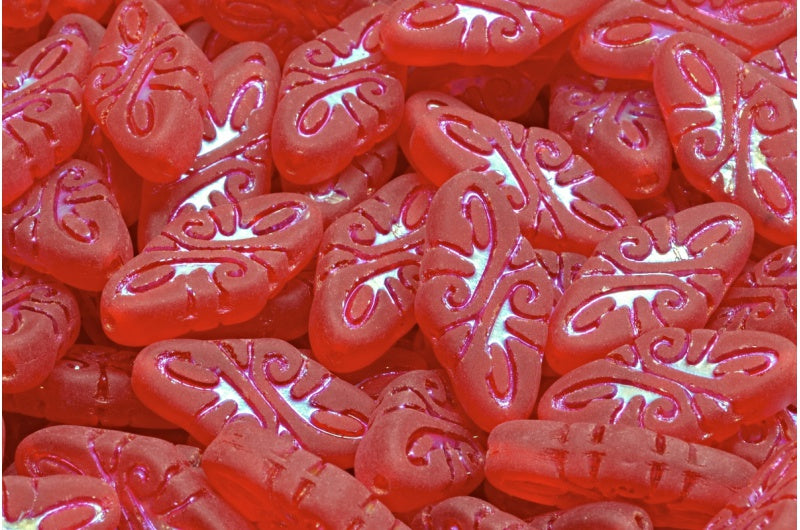 Arabesque 珠子，透明红色 Ab 全（2X 面）哑光 (90090-28703-84100)，玻璃，捷克共和国