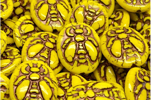 ビービーズ、イエローブロンズライン（83120-54317）、ガラス、チェコ共和国