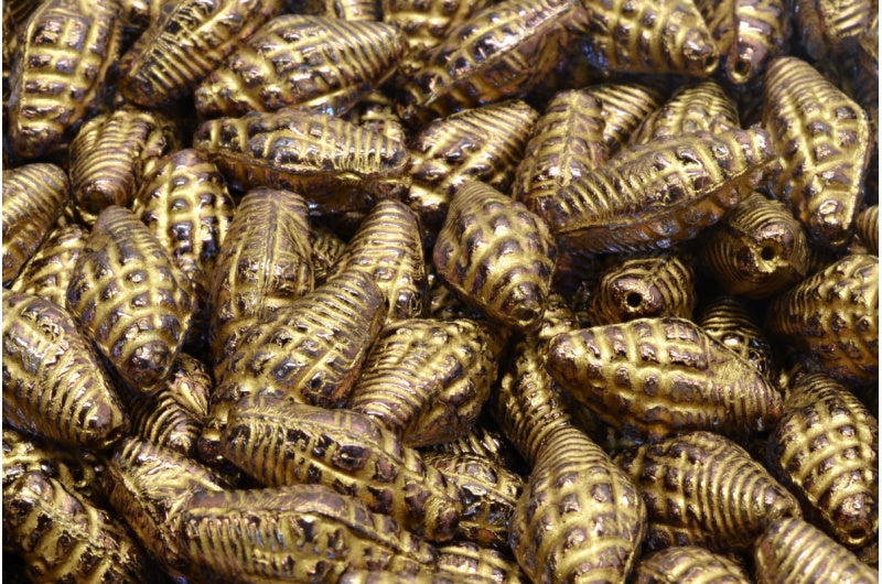 Miter Shell Beads, Crystal Purple Gold Lined (00030-15726-54302), Glass, Czech Republic