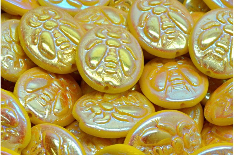 蜂珠，黄色 Ab 全（2X 面）(83120-28703)，玻璃，捷克共和国