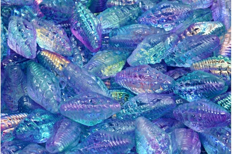 Miter Shell Beads, Crystal 48123 (00030-48123), Glass, Czech Republic