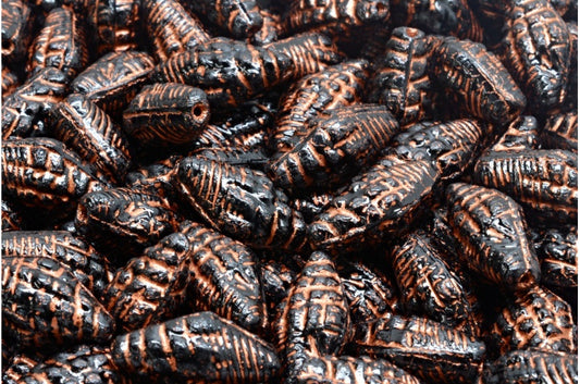 Mitre-Muschelperlen, schwarzes Kupfer gefüttert (23980-54319), Glas, Tschechische Republik