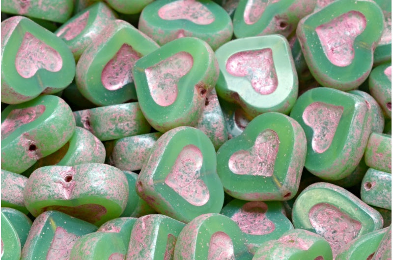 Table Cut Heart Beads, (51111 4321), Glass, Czech Republic