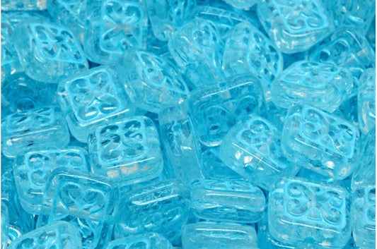 Ornamental Cushion Beads, Crystal Light Blue Lined (00030-54308), Glass, Czech Republic