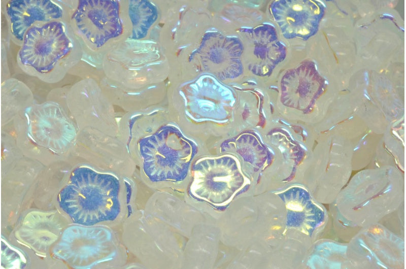 Sunset Flower Beads, Crystal Ab Full (2X Side) (00030-28703), Glass, Czech Republic