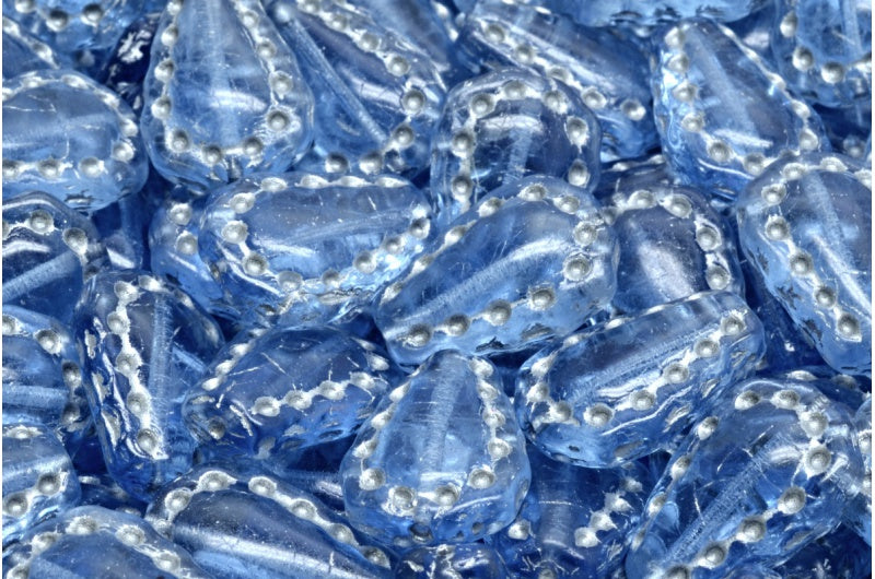 Lacy Tear Beads, Transparent Blue 54201 (30020-54201), Glass, Czech Republic