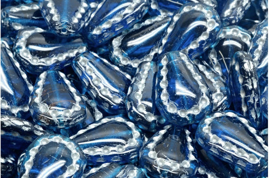 レースティアビーズ、透明アクア 54201 (60080-54201)、ガラス、チェコ共和国