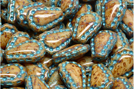 レースティアビーズ、ベージュトラバーチン 43811 (13020-86800-43811)、ガラス、チェコ共和国