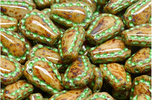 レースティアビーズ、ベージュトラバーチン 43813 (13020-86800-43813)、ガラス、チェコ共和国