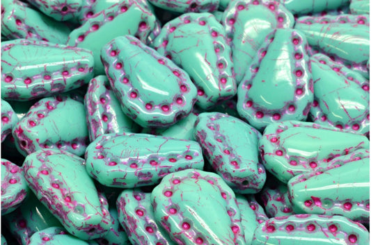 レースティアビーズ、ターコイズ 43807 (63130-43807)、ガラス、チェコ共和国