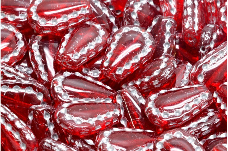 Lacy Tear Beads, Ruby Red 54201 (90080-54201), Glass, Czech Republic