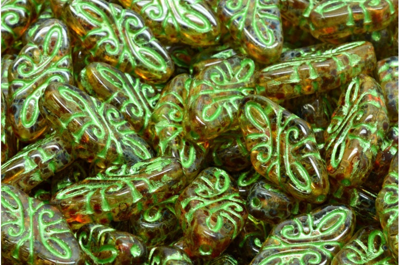 蔓藤花纹珠子，水晶石灰华 43813 (00030-86800-43813)，玻璃，捷克共和国