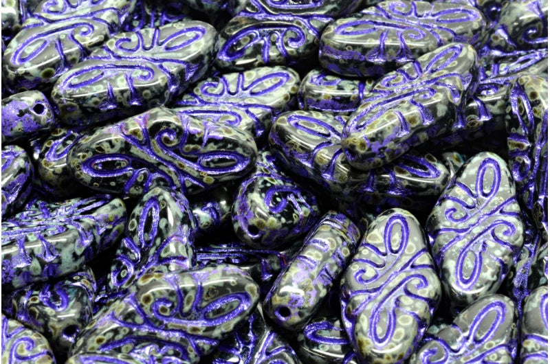 アラベスクビーズ、ブラックトラバーチン 43810 (23980-86800-43810)、ガラス、チェコ共和国