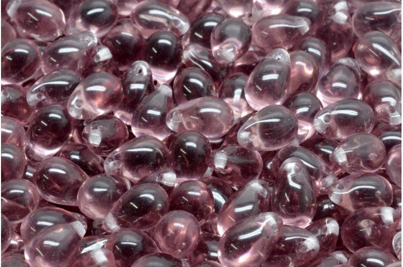 ドロップビーズ、透明ライトアメジスト（20020）、ガラス、チェコ共和国