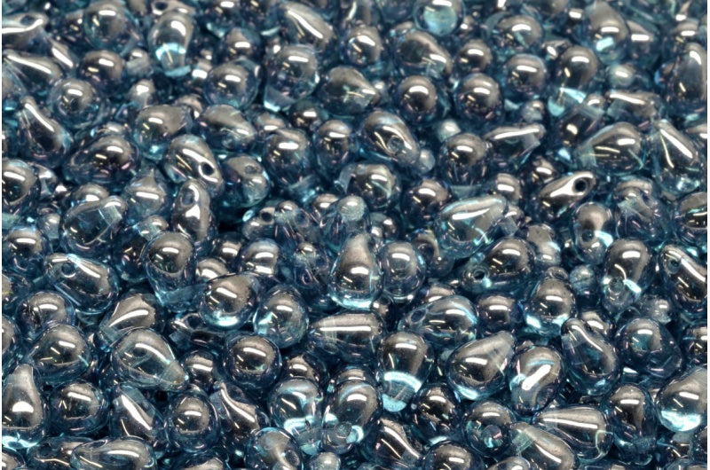 Drop Beads, Crystal Luster Blue Full Coated (00030-14464), Glass, Czech Republic