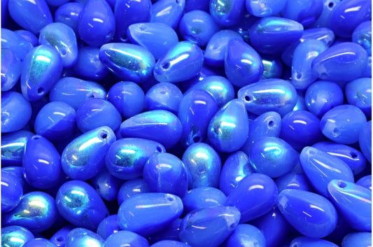 Tropfenperlen, Opalblau Opak Blau Ab (31000-33050-28701), Glas, Tschechische Republik