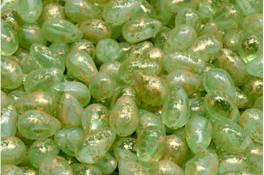 ドロップビーズ、X1651 ゴールドスプラッシュ (x1651-94401)、ガラス、チェコ共和国