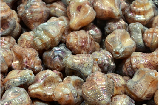 Murex Shell Beads, Beige Nebula (11111-15001), Glass, Czech Republic