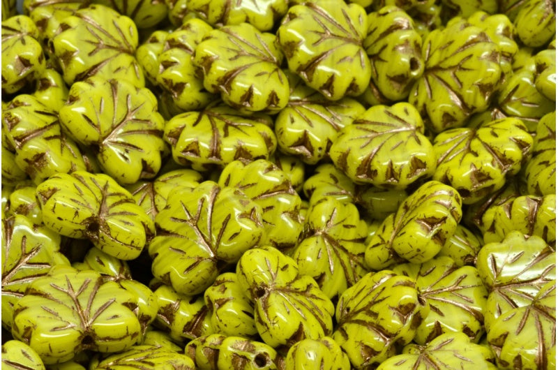 メープルリーフビーズ、53429 ブロンズライン（53429-54317）、ガラス、チェコ共和国