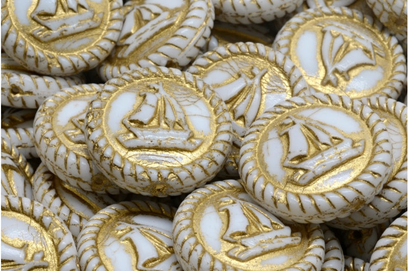 Boat Medallion，白金内衬 (02010-54202)，玻璃，捷克共和国