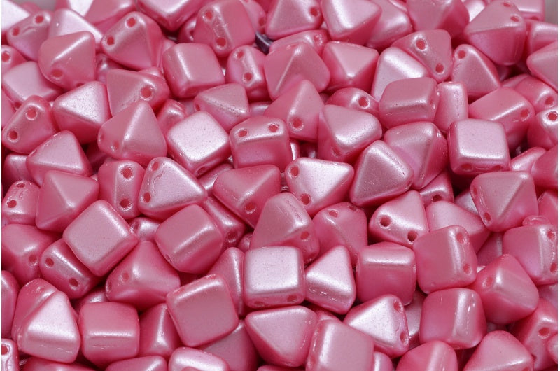 Pyramid Stud Beads, White Pastel Pink (02010-25008), Glass, Czech Republic